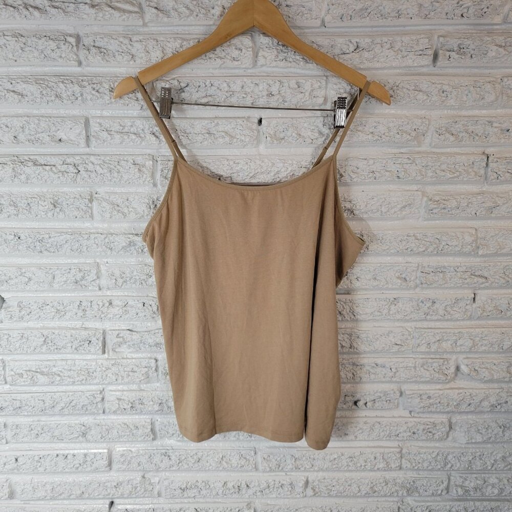 Time Tru Womens Top XL Camisole Beige Lightweight Adjustable B19E